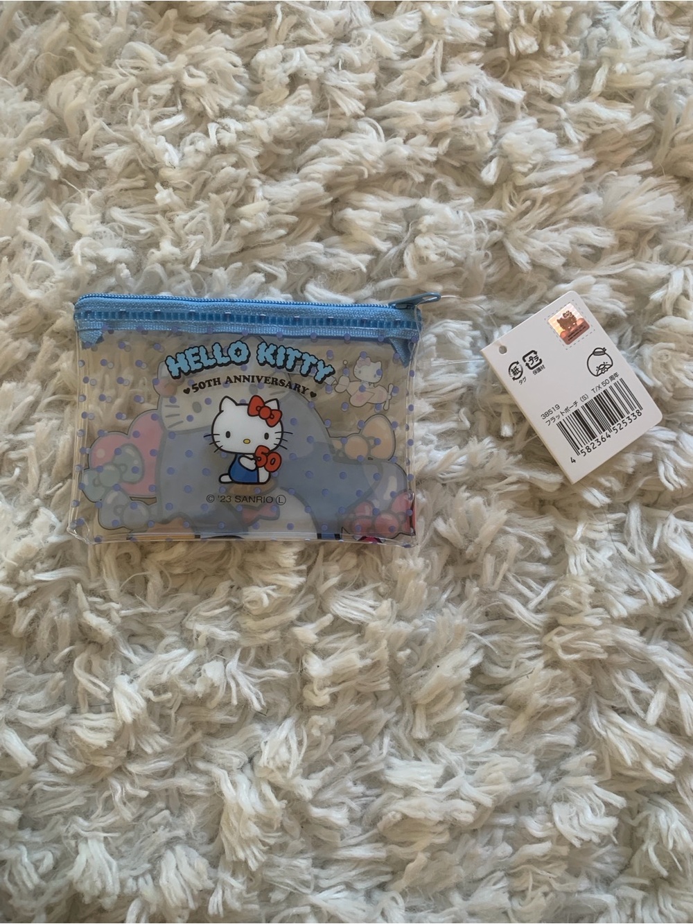 Sanrio Hello Kitty 50th Anniversary Tuxedosam Flat Zip Mini Vinyl Pouch (NWT) - Picture 3 of 3